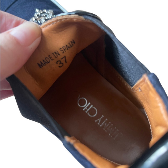 Jimmy Choo 7 Della Rhinestone Crystal Hightop Sneakers Pull On Shoes Gray 37 - Picture 8 of 11